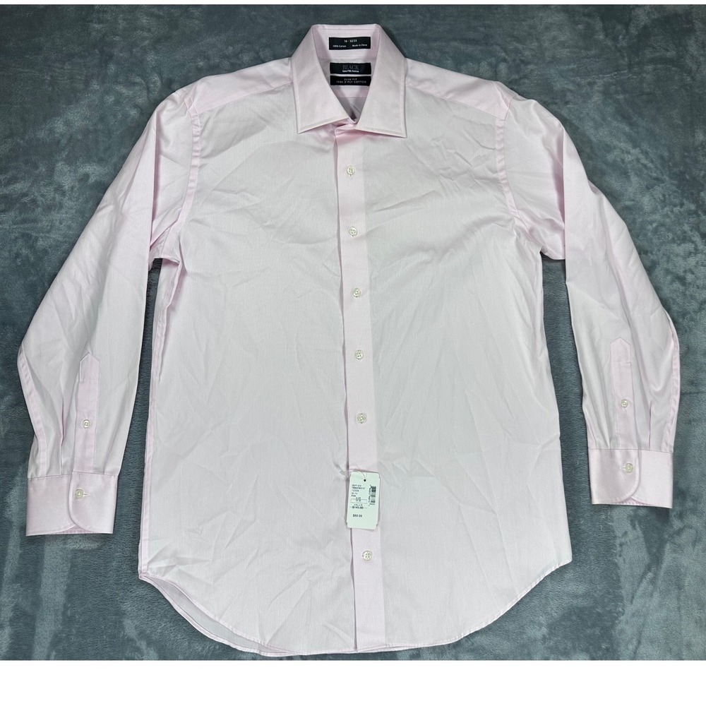 Saks Fifth Avenue Black Label Mens 16 32/33 Slim Fit Pink Cotton Dress Shirt NWT
